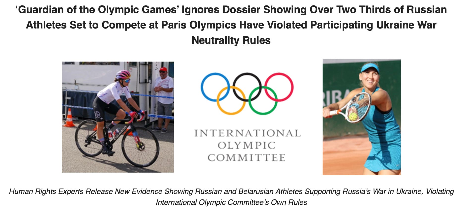 44% Of Paris-Bound RUS/BLR Athletes Violate IOC's Conditions Of Neutrality On Invasion Of Ukraine, Say Human Rights Experts