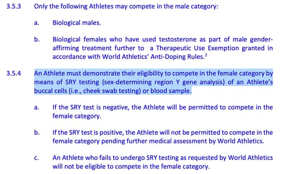 Athletics Back To The Future: SRY Cheek-Swab Sex Tests Follow Revelation That Women's Worlds Finals Included '50-60 Male DSDs' post image